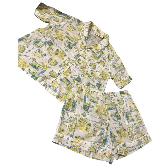 NWT Calypso St. Barth Carpe Diem Palm Top And Shorts Pajama Lounge Set - Picture 3 of 12